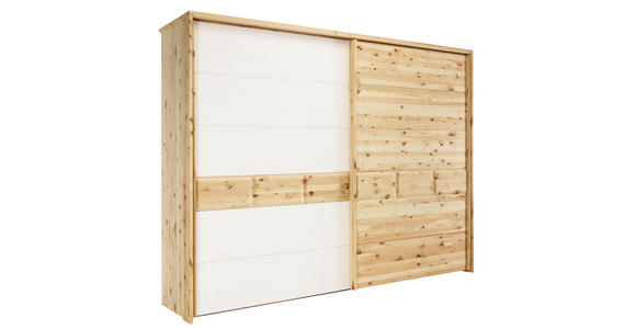 SCHWEBETÜRENSCHRANK  in Weiß, Zirbelkieferfarben  - Zirbelkieferfarben/Weiß, Natur, Glas/Holz (300/225/65cm) - Valnatura