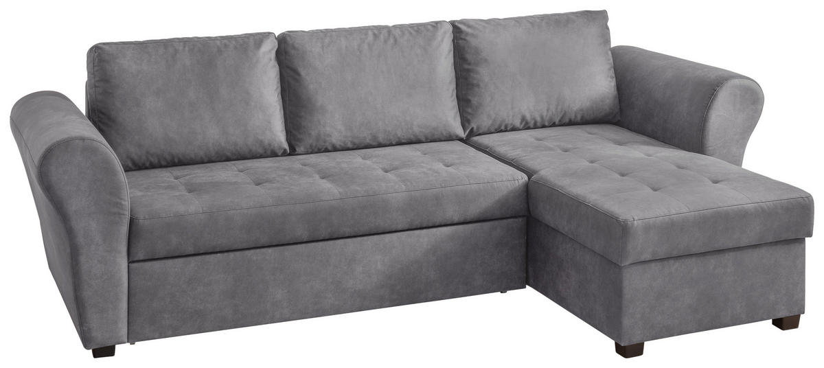 ECKSOFA Anthrazit Flachgewebe  - Anthrazit/Schwarz, MODERN, Kunststoff/Textil (260/155cm) - P & B