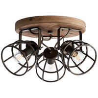 DECKENLEUCHTE  36/18 cm    - Hellbraun/Schwarz, Natur, Holz/Metall (36/18cm) - Brilliant