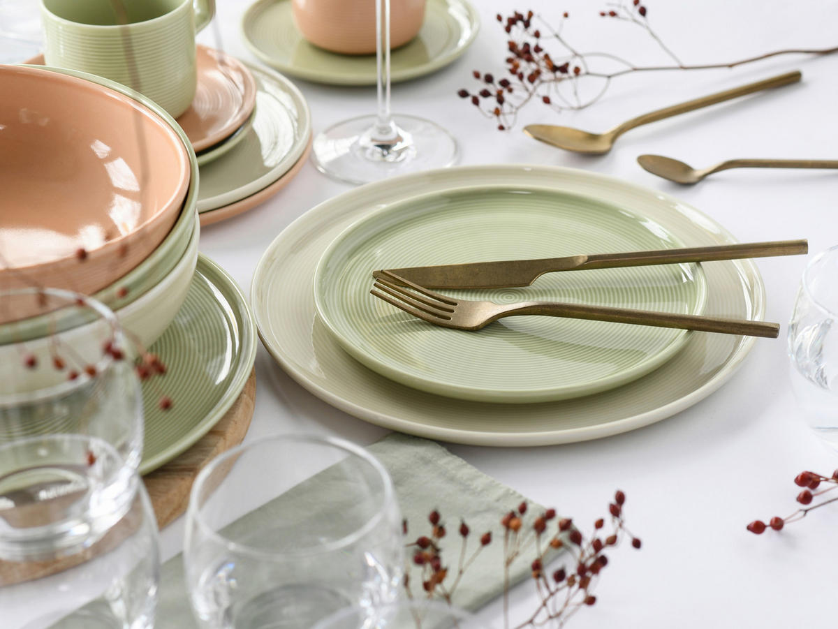 KOMBISERVICE Creme, Salbeigrün, Lachsfarben Session Romance 30-teilig 6 Personen  - Salbeigrün/Creme, Basics, Keramik - Creatable