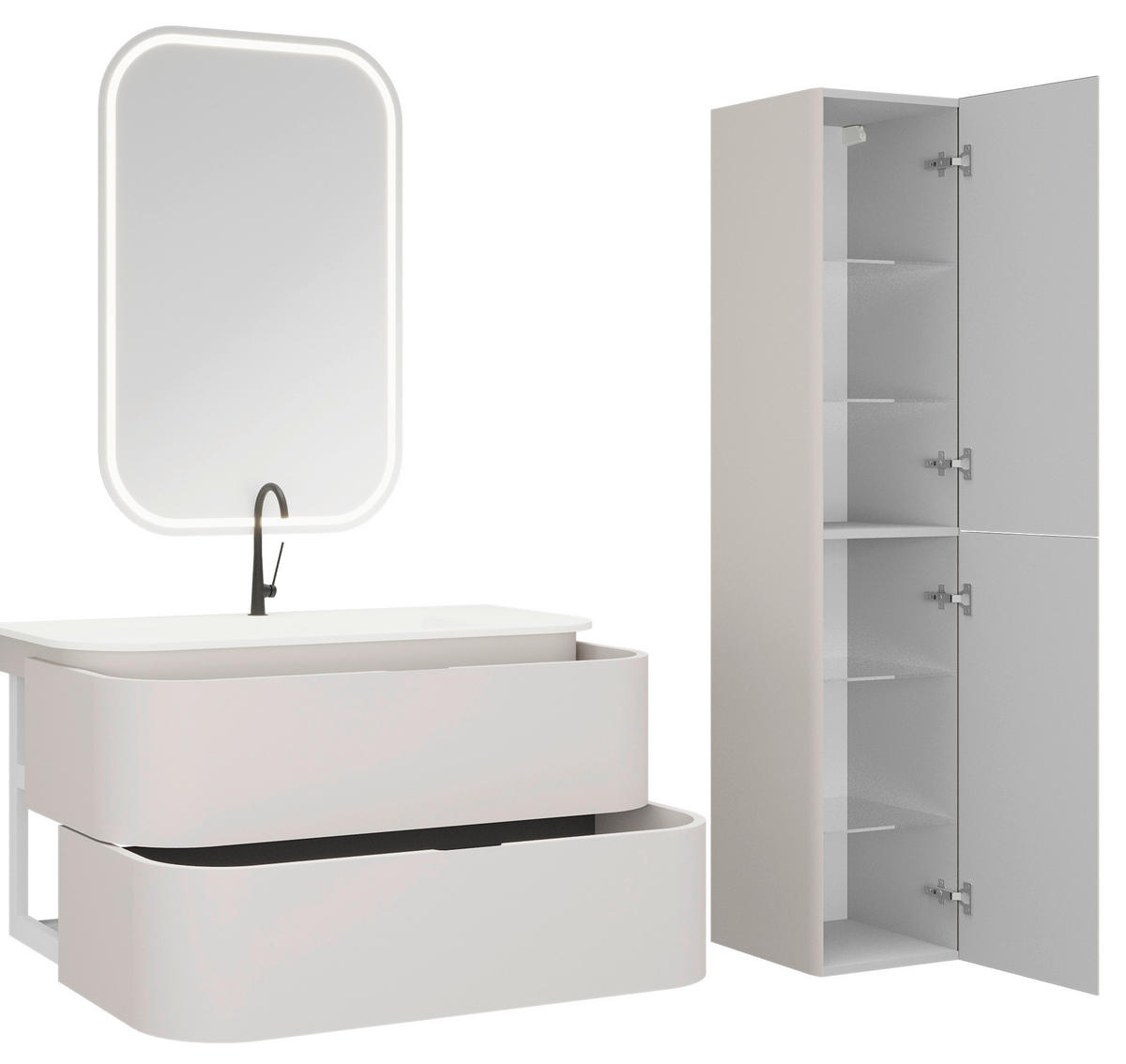 ELEMENT S UMIVAONIKOM  bijela  - bijela/kašmir, Moderno, kamen/drvni materijal (100/52/46cm)