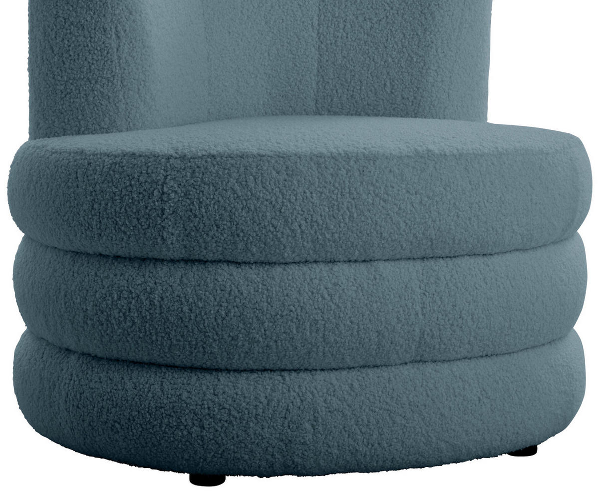 DESIGNSESSEL Flachgewebe, Teddystoff Blau    - Blau/Edelstahlfarben, Trend, Textil/Metall (90/82/85cm) - Livetastic