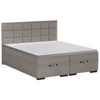 BOXSPRINGBETT 180/200 cm  in Graubraun  - Graubraun/Schwarz, Konventionell, Kunststoff/Textil (180/200cm) - home24
