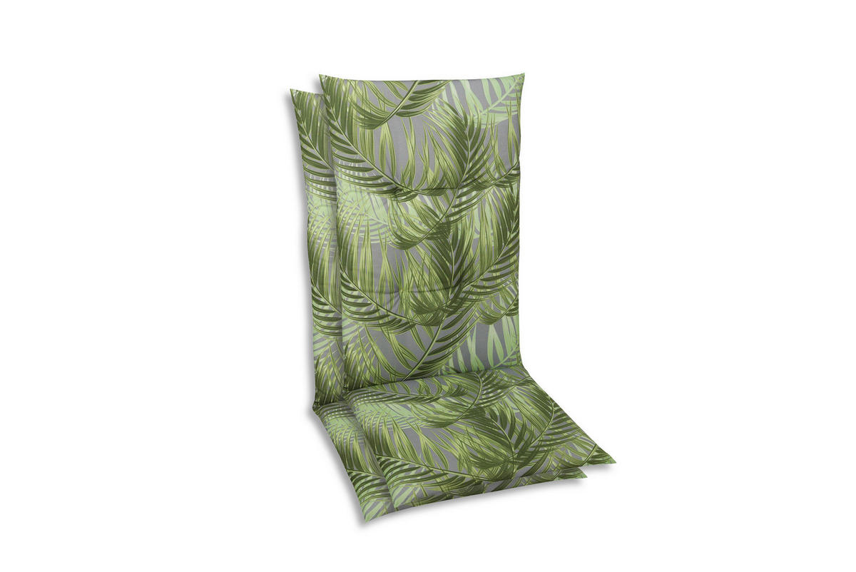 SESSELAUFLAGENSET Blätter  - Grau/Grün, KONVENTIONELL, Textil (48/5/108cm)