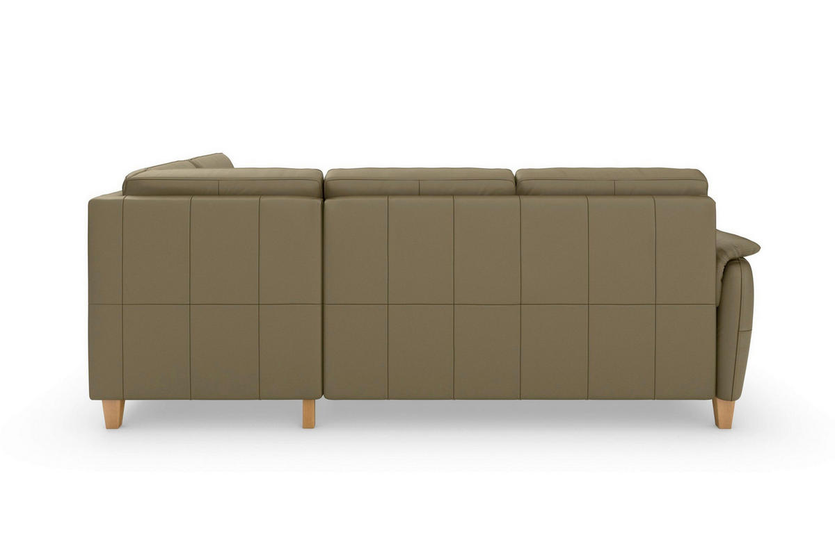 ROHOVÁ SEDAČKA, koža, olivovozelená - olivovozelená/farba duba, Basics, koža/drevo (236/212cm) - Sit & More