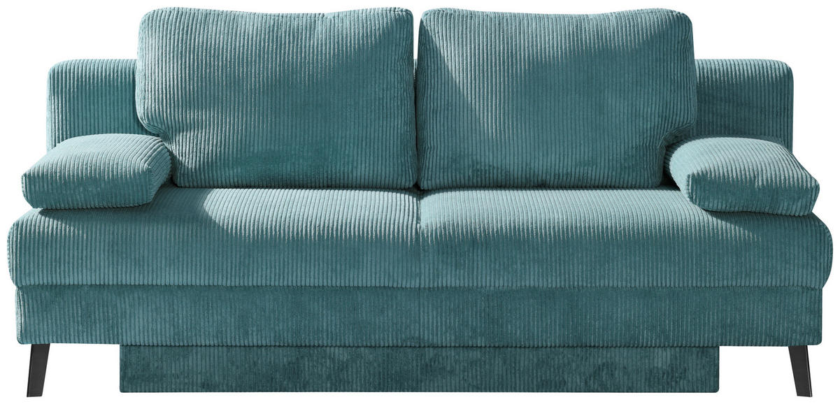 SCHLAFSOFA in Cord Türkis  - Türkis/Schwarz, MODERN, Textil/Metall (194/91/90cm) - Novel