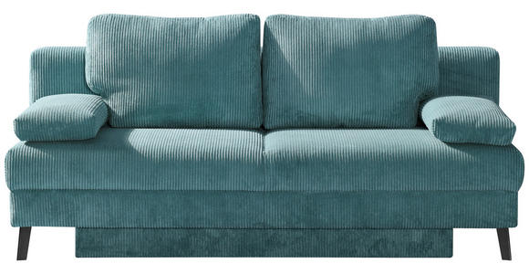 SCHLAFSOFA in Cord Türkis - Türkis/Schwarz, MODERN, Textil/Metall (194/91/90cm) - Novel