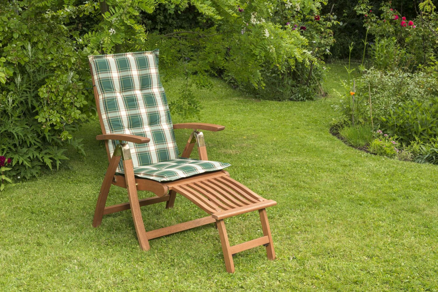 SADA ZAHRADNÍ SKLÁDACÍ KŘESLA dřevo - zelená/přírodní barvy, Romantický / Rustikální, dřevo/textil (62/110/63cm) - Gardenson