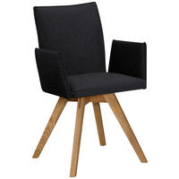 ARMLEHNSTUHL  in Lederlook  - Eichefarben/Schwarz, Konventionell, Holz/Textil (60/91/61cm) - Moderano
