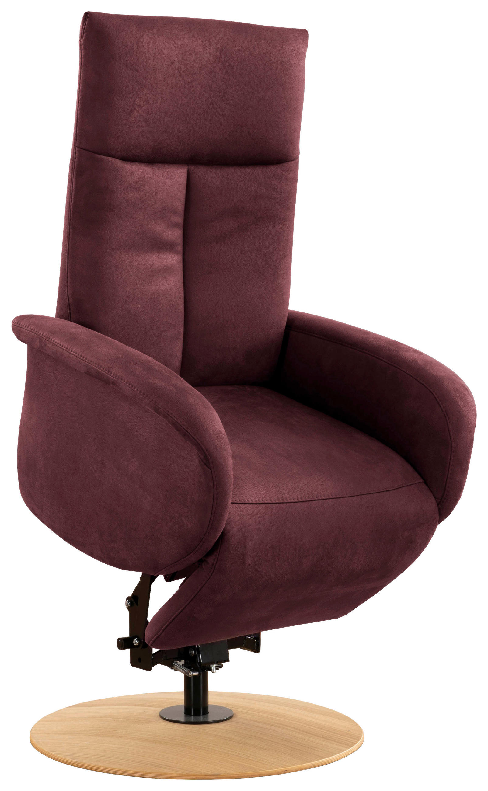 DREHSTUHL Mikrofaser Bordeaux  - Bordeaux/Eichefarben, KONVENTIONELL, Holz/Textil (75/112/82cm) - Sit & More