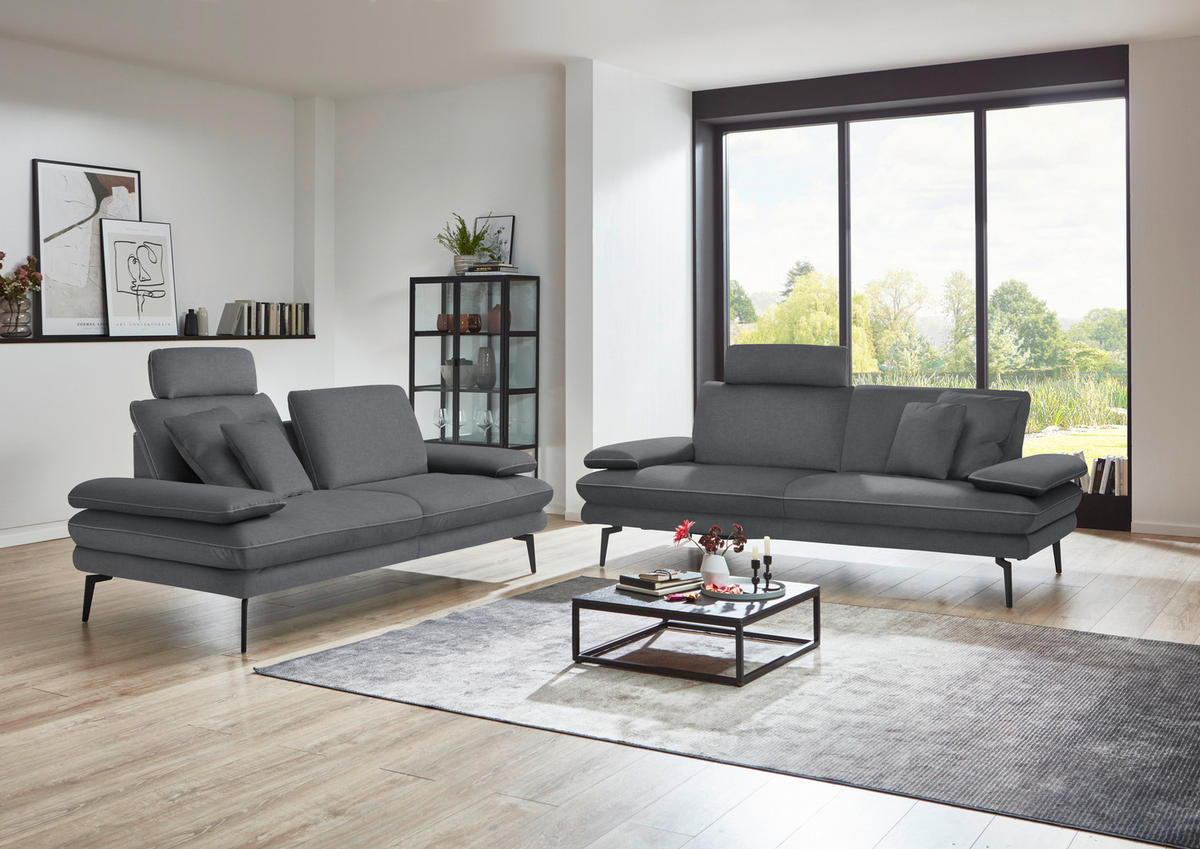 3-SITZER-SOFA in Velours Silberfarben  - Beige/Silberfarben, Design, Textil/Metall (222/89/104cm) - Dieter Knoll