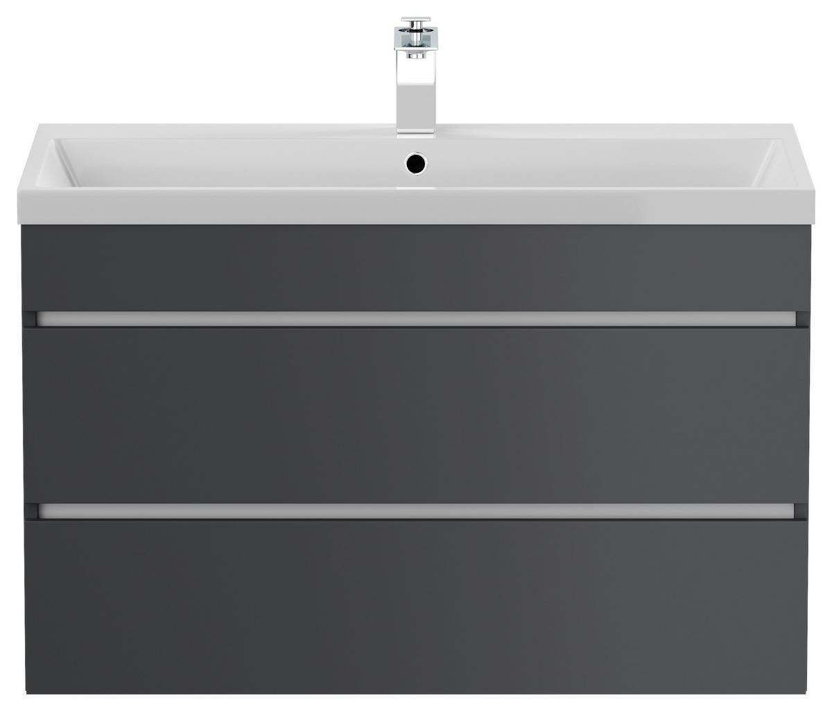 WASCHTISCHKOMBI 90 cm  - Graphitfarben/Weiß, Basics, Holzwerkstoff/Stein (90cm) - MID.YOU