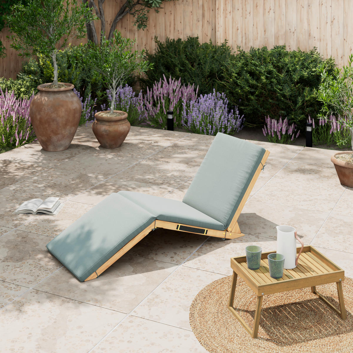 GARTENLIEGE 152/55/62 cm  - Grau, MODERN, Holz (152/55/62cm) - Ambia Garden