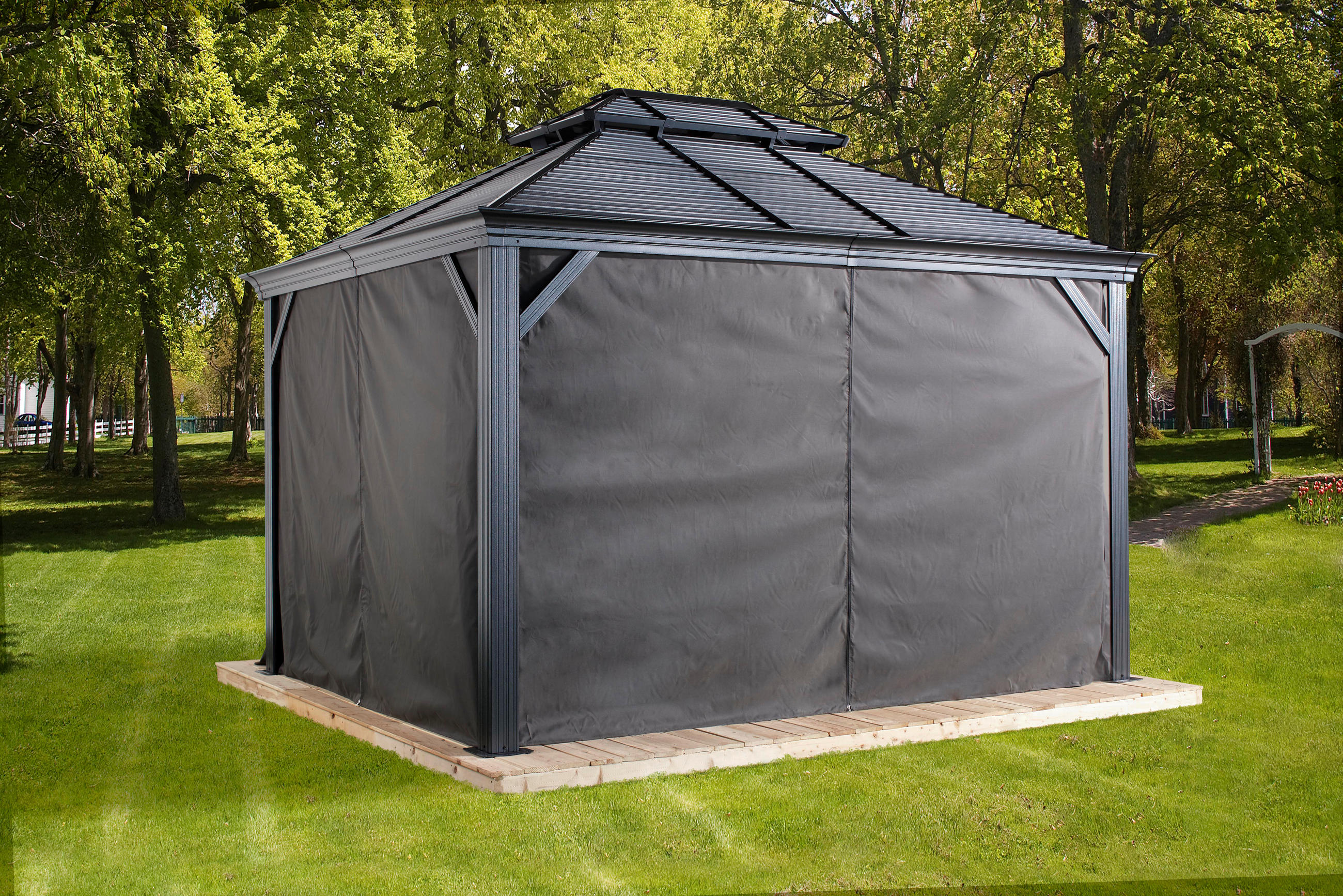PAVILLON-SEITENTEIL   - Dunkelgrau/Anthrazit, Basics, Textil
