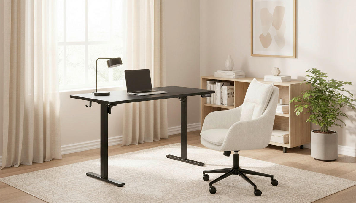 SCHREIBTISCH 140/70/72/118 cm Schwarz elektrisch höhenverstellbar  - Schwarz, MODERN, Holzwerkstoff/Metall (140/70/72/118cm) - Livetastic