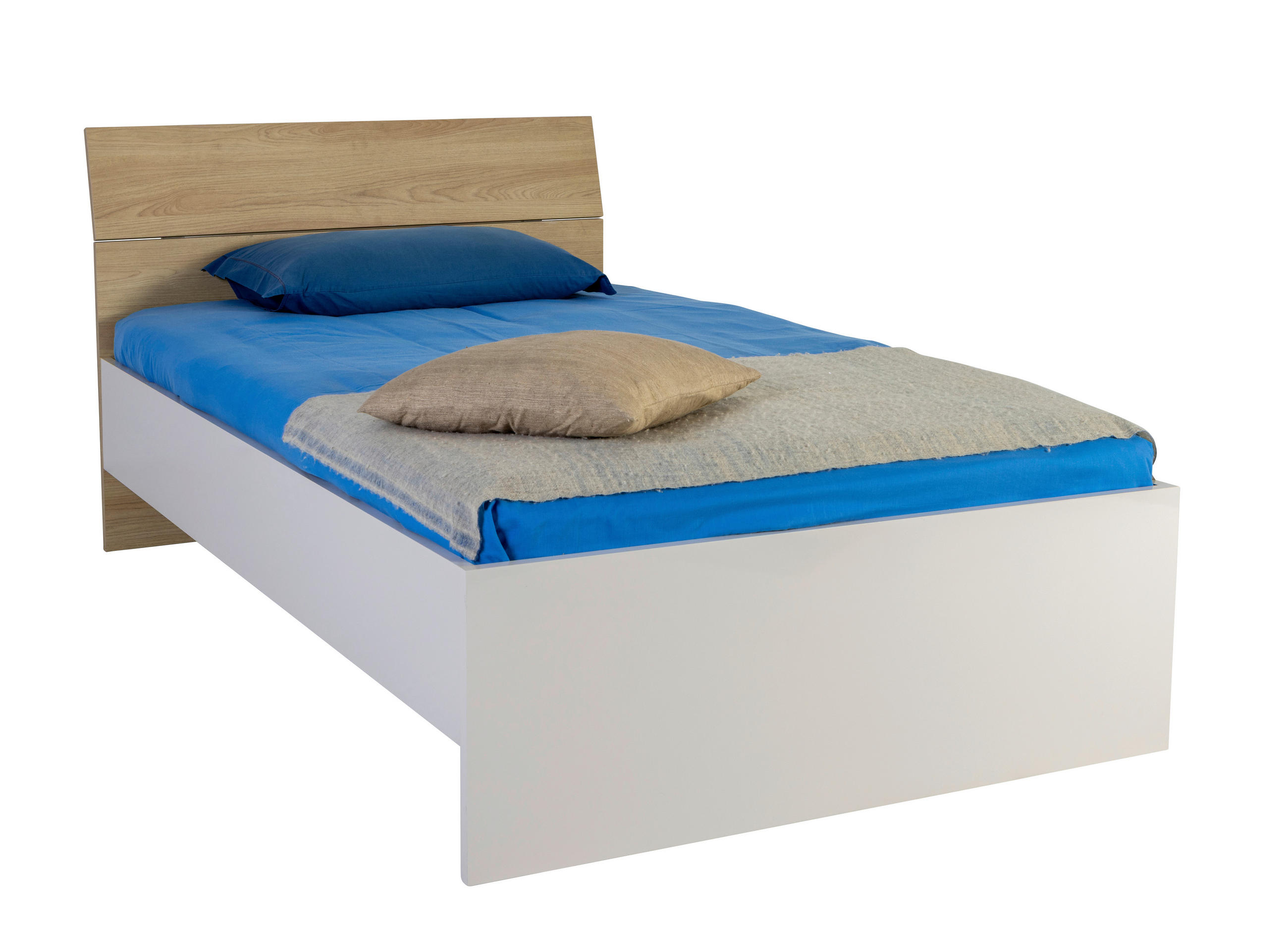 POSTELJA   x  , leseni material barve hrasta, kašmir  - kašmir/barve hrasta, Konvencionalno, leseni material (126/94/212cm) - Xora