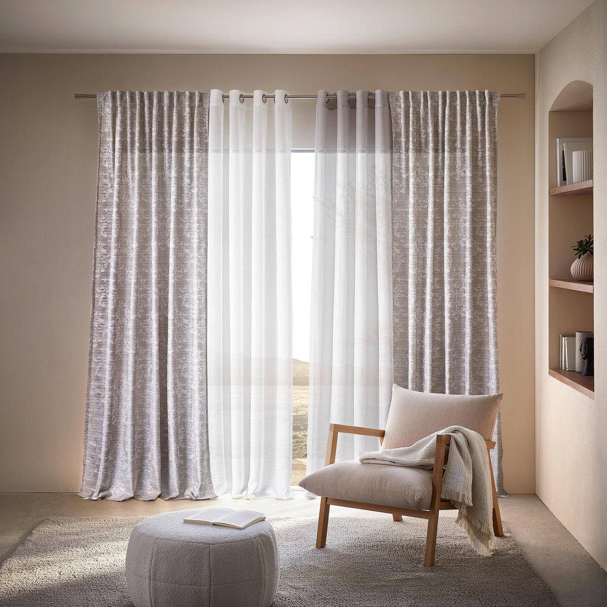 GOTOVA ZAVESA bež - bež, Konvencionalno, tekstil (140/260cm) - Dieter Knoll