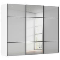 SCHWEBETÜRENSCHRANK 242/223/68 cm,  in Grau, Weiß, 3 Tür(en)  - Schwarz/Weiß, KONVENTIONELL, Glas/Holzwerkstoff (242/223/68cm) - Novel