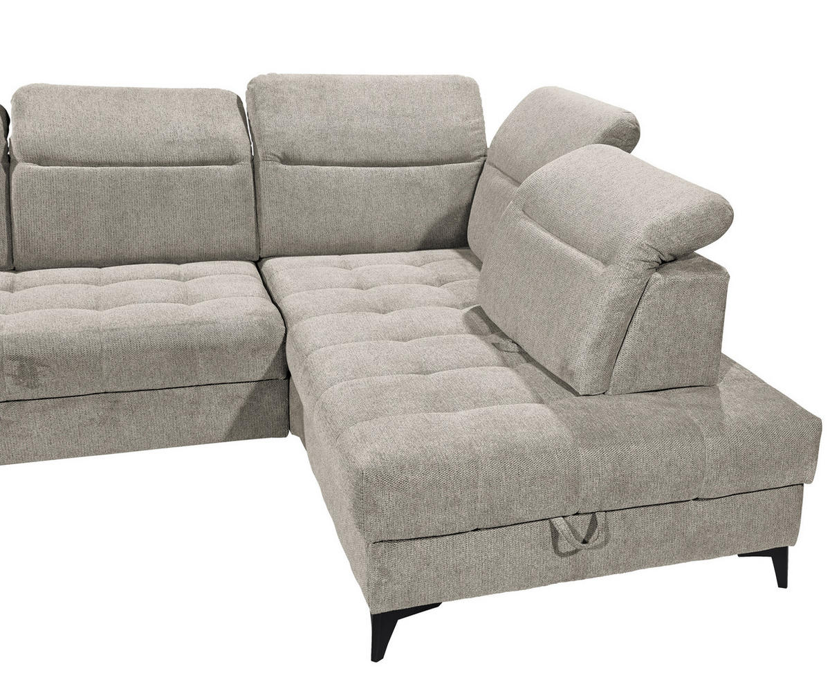 ECKSOFA in Webstoff Grau  - Schwarz/Grau, Konventionell, Kunststoff/Textil (282/200cm) - MID.YOU