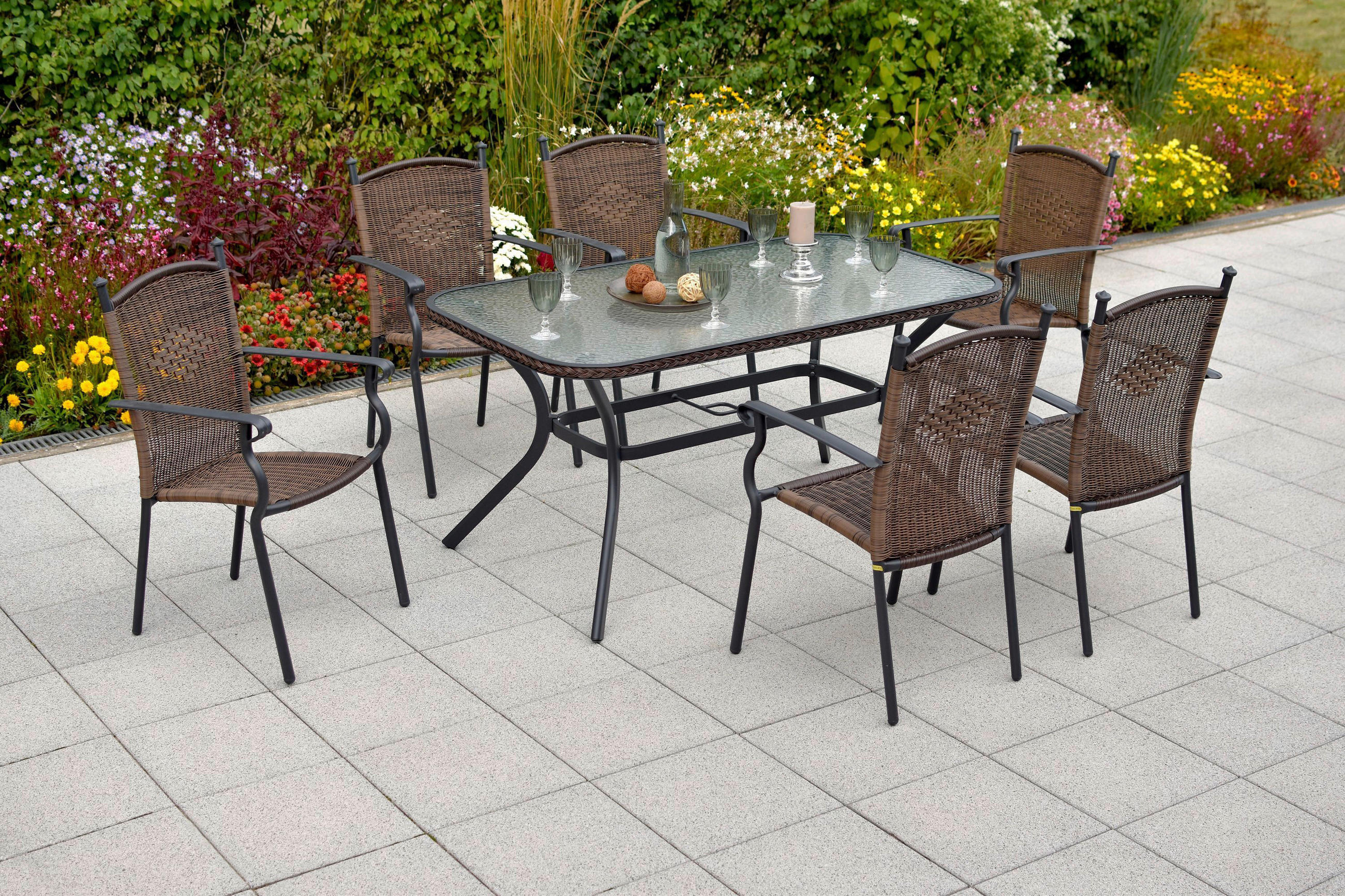 GARTENSET 7-teilig  - Graphitfarben/Braun, MODERN, Kunststoff/Metall - Gardenson