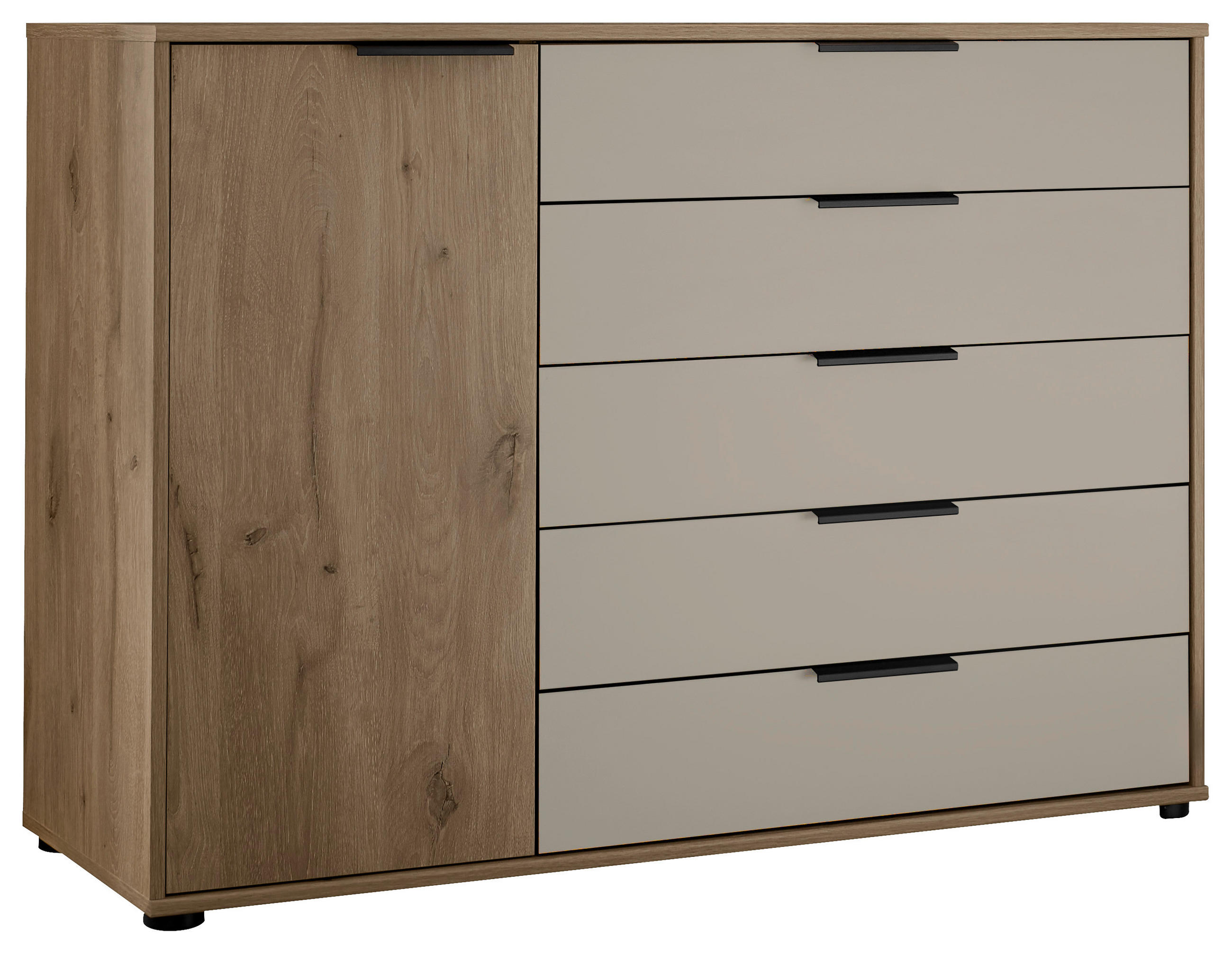 SIDEBOARD  120/86/43 cm 5 Schublade(n)  - Schieferfarben/Champagner, MODERN, Holzwerkstoff/Metall (120/86/43cm) - Venda