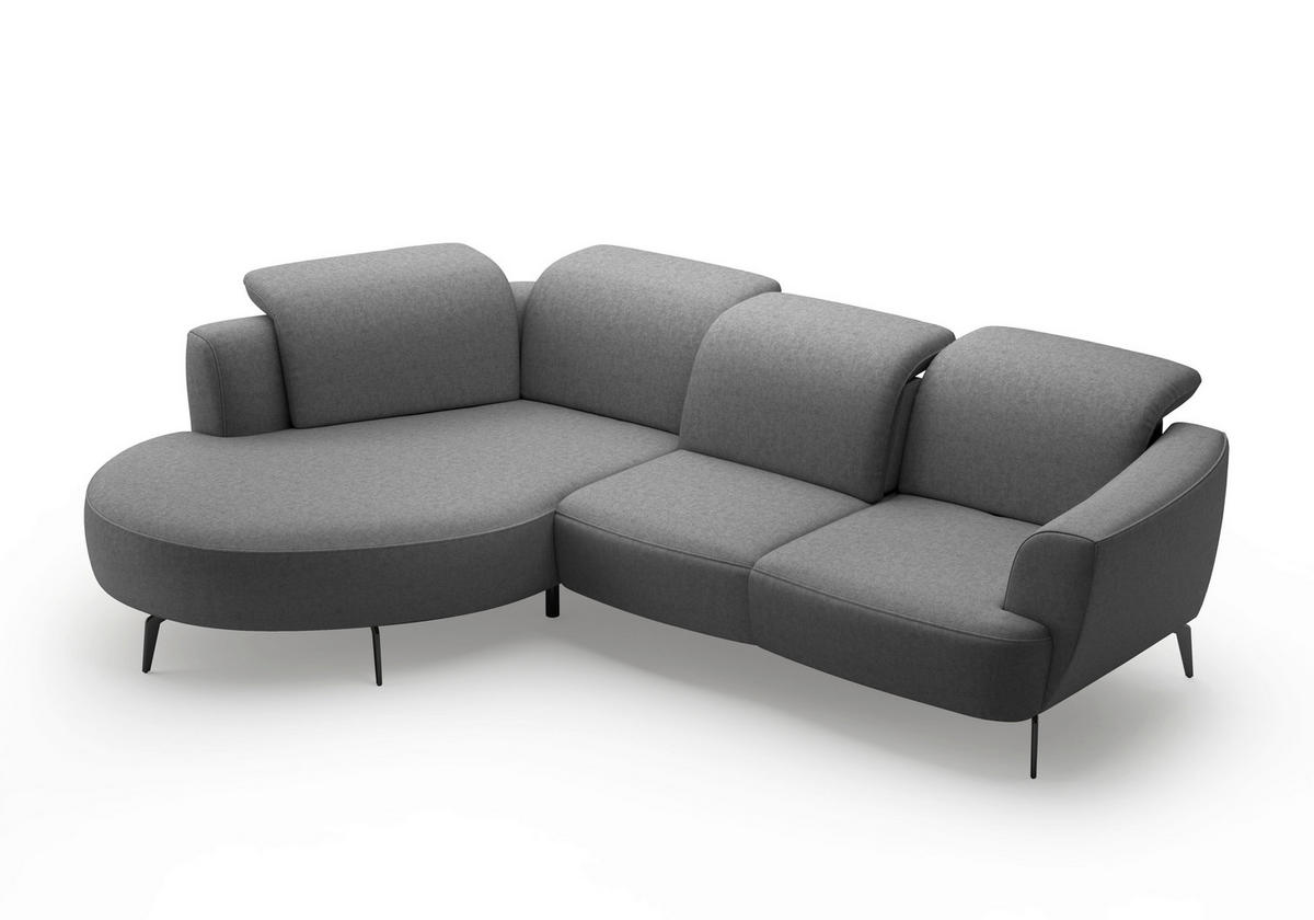 ECKSOFA in Flachgewebe Dunkelgrau  - Dunkelgrau/Schwarz, Konventionell, Textil/Metall (199/309cm) - Sit & More