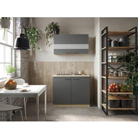 MINIKÜCHE 100 cm   in Grau, Eichefarben  - Eichefarben/Silberfarben, Basics, Glas/Holzwerkstoff (100cm) - Respekta