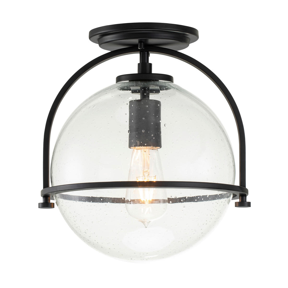 DECKENLEUCHTE  28.2/31.8 cm    - Schwarz, Design, Glas/Metall (28.2/31.8cm) - Elstead Lighting