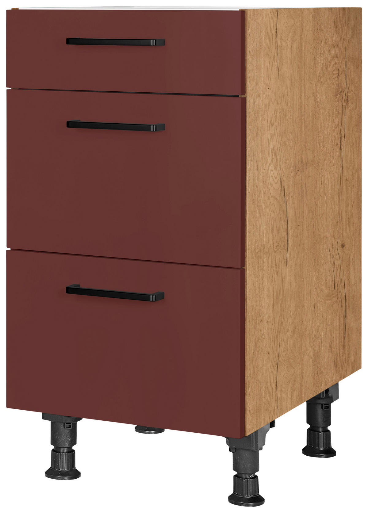 SCHUBKASTENUNTERSCHRANK 45/87/56 cm  in Rot, Eichefarben  - Eichefarben/Rot, MODERN, Holzwerkstoff/Metall (45/87/56cm) - Nobilia