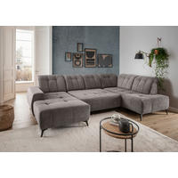 WOHNLANDSCHAFT SANO Graubraun Chenille  - Graubraun/Schwarz, MODERN, Textil/Metall (200/337/180cm) - Livetastic