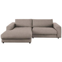 ECKSOFA in Flachgewebe Taupe  - Taupe/Schwarz, Design, Kunststoff/Textil (190/270cm) - Lomoco