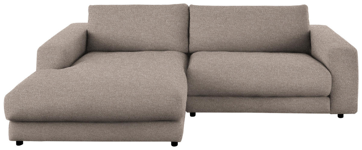 ECKSOFA in Flachgewebe Taupe  - Taupe/Schwarz, Design, Kunststoff/Textil (190/270cm) - Lomoco