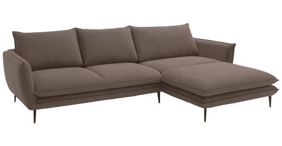 ECKSOFA  in Webstoff Braun  304/196 cm  - Schwarz/Braun, KONVENTIONELL, Textil/Metall (304/196cm) - Hom`in