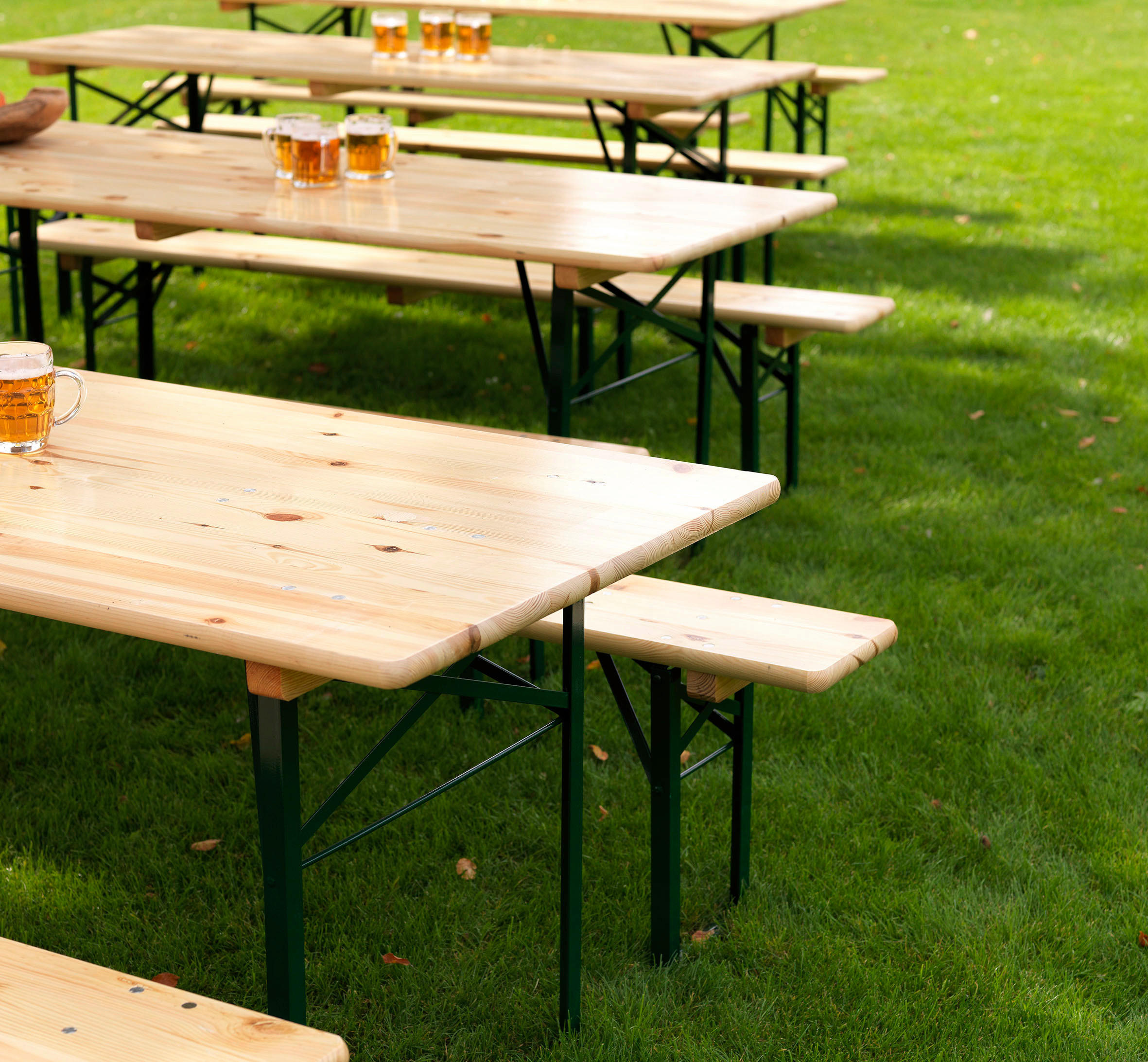GARTEN-BARTISCH in Holz, Metall   - Fichtefarben/Grün, Basics, Holz/Metall (220/78/80cm)