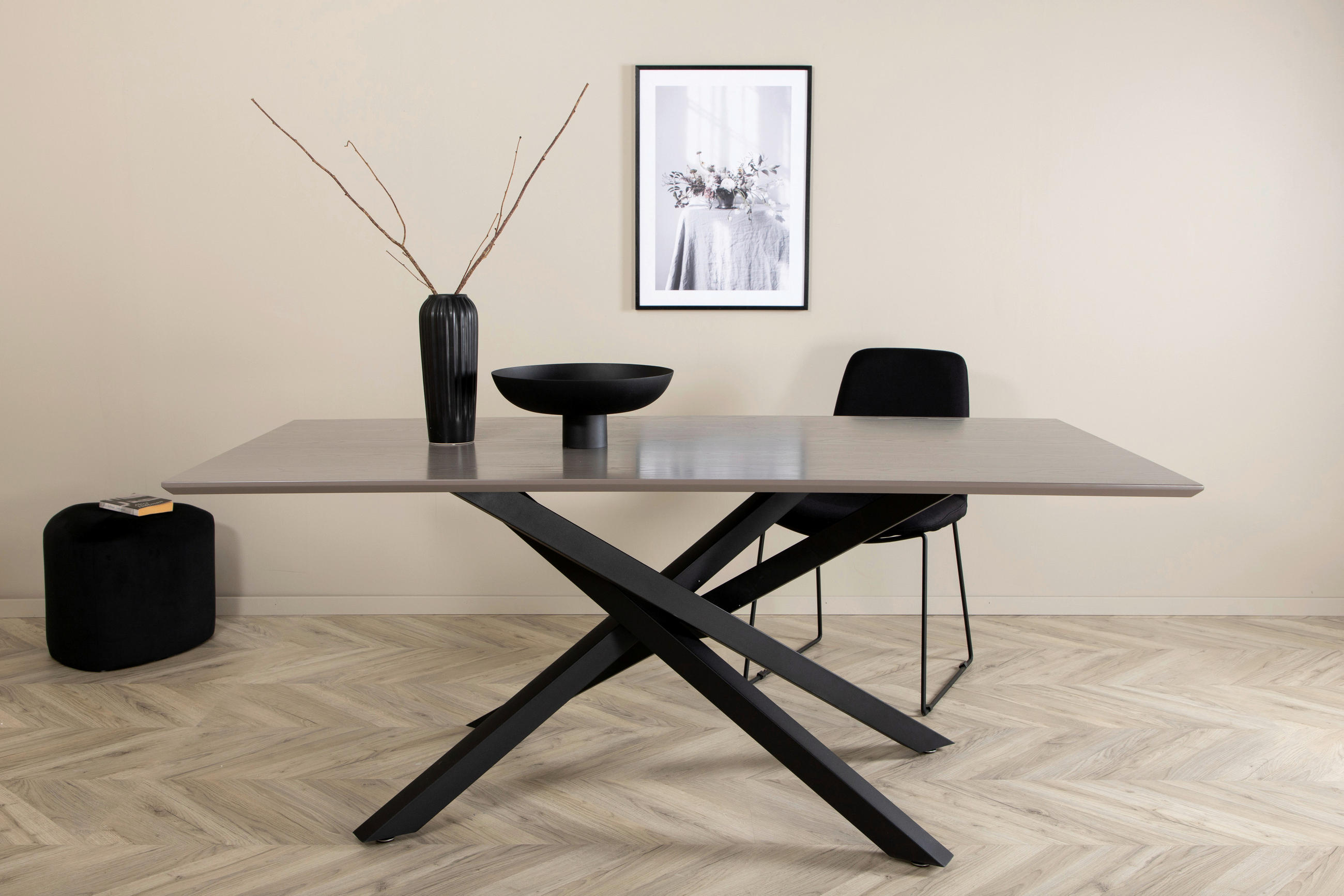 ESSTISCH in Metall, Holzwerkstoff 180/90/76 cm  - Schwarz, Design, Holzwerkstoff/Metall (180/90/76cm) - Livetastic