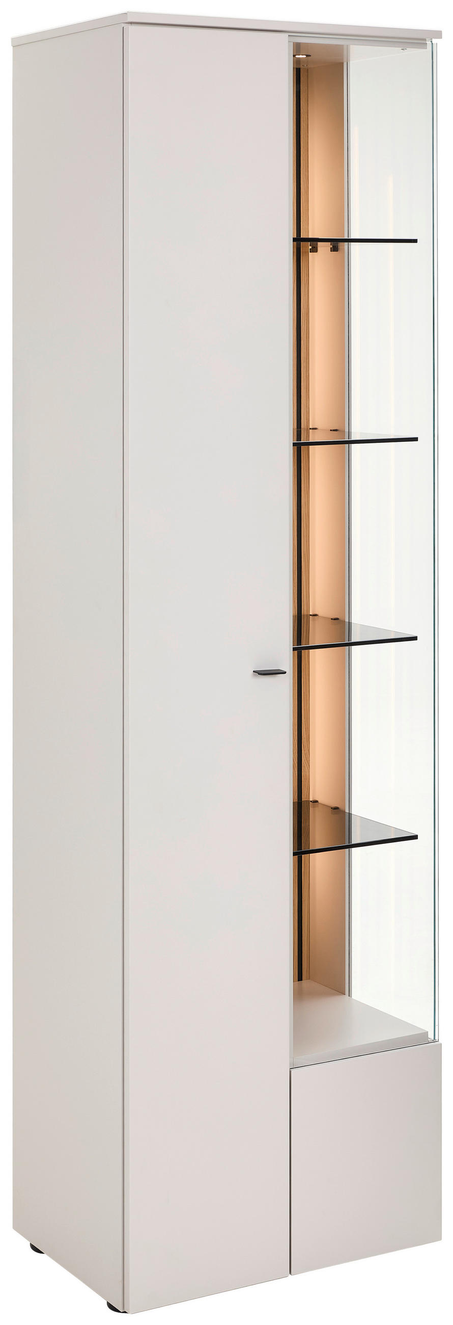 VITRINE  in Eiche Weiß  - Anthrazit/Weiß, Design, Glas/Holz (60/208/43cm) - Venjakob