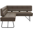 ECKBANK 227/165 cm  in Grau  - Schwarz/Grau, Design, Leder/Metall (227/165cm) - Moderano