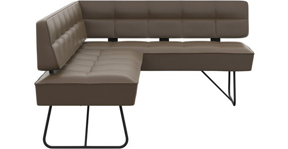 ECKBANK 227/165 cm  in Grau  - Schwarz/Grau, Design, Leder/Metall (227/165cm) - Moderano