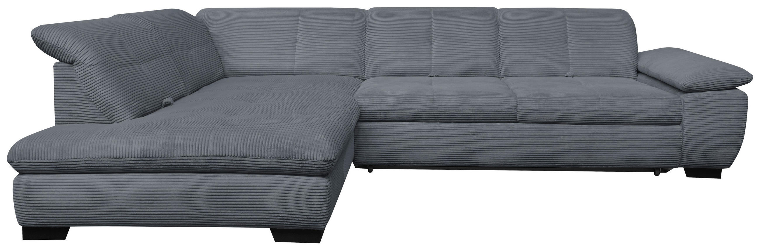 ECKSOFA in Cord Grau  - Schwarz/Grau, Design, Textil/Metall (242/313cm) - Xora