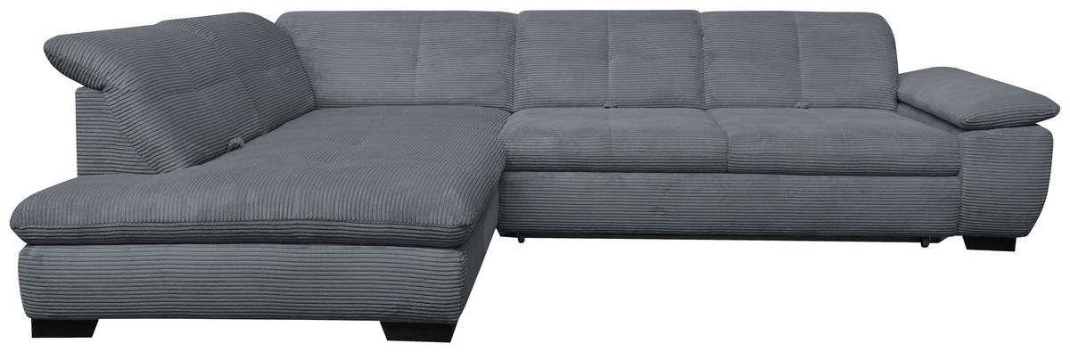ECKSOFA in Cord Grau  - Schwarz/Grau, Design, Textil/Metall (242/313cm) - Xora