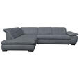 ECKSOFA in Cord Grau  - Schwarz/Grau, Design, Textil/Metall (242/313cm) - Xora