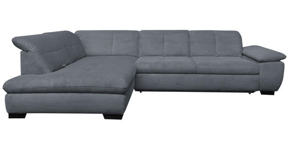 ECKSOFA in Cord Grau  - Schwarz/Grau, Design, Textil/Metall (242/313cm) - Xora