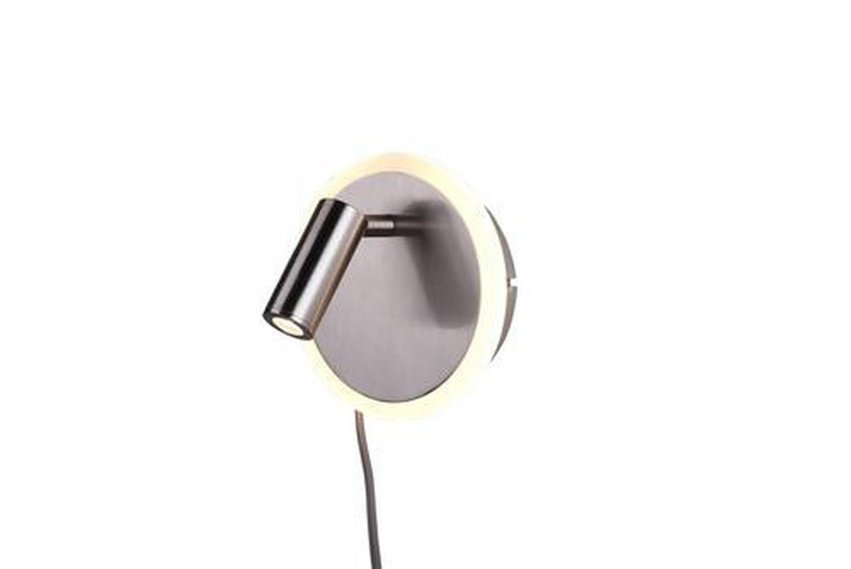 NÁSTENNÉ LED SVIETIDLO, 15 cm - biela/niklová, Basics, kov/plast (15cm)
