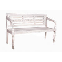 GARTENBANK 150/90/52 cm Mahagoni   - Weiß, Basics, Holz (150/90/52cm) - Gardenson