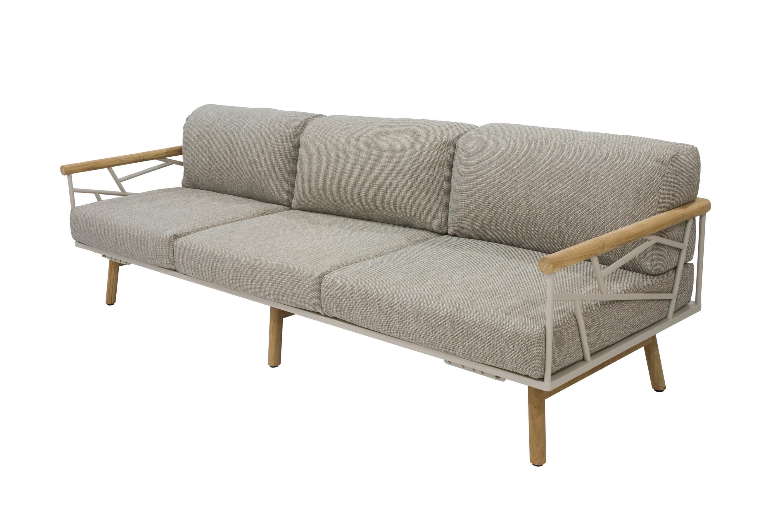 LOUNGESOFA 226/78/77 cm Teakholz massiv, Hartholz Edelstahl  - Taupe, Basics, Holz/Textil (226/78/77cm) - Zebra 