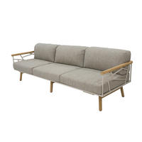 LOUNGESOFA 226/78/77 cm Teakholz massiv, Hartholz Edelstahl  - Taupe, Basics, Holz/Textil (226/78/77cm) - Zebra 