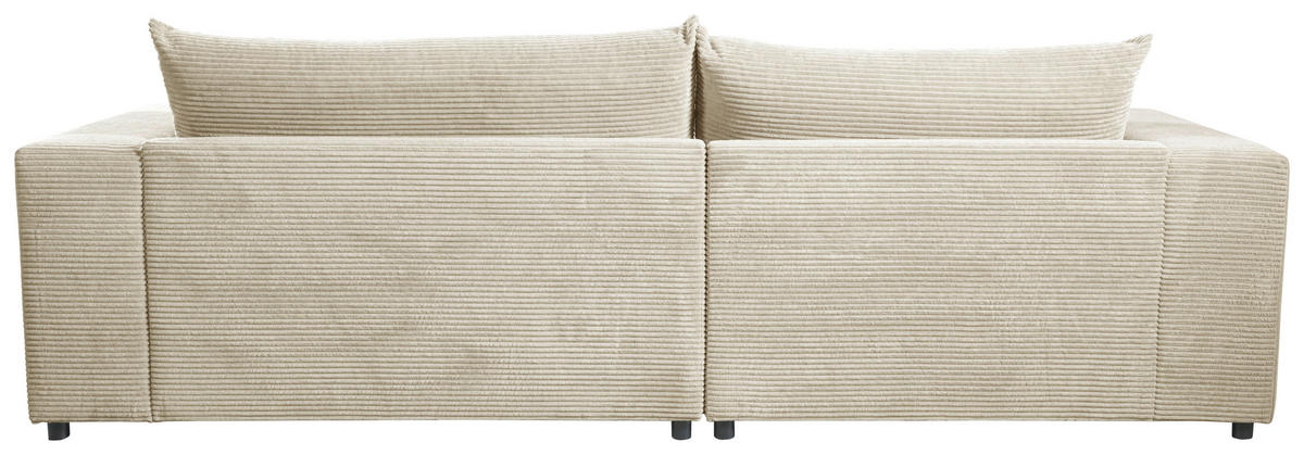 ECKSOFA in Cord, Velours Creme  265/180 cm  - Creme/Schwarz, Basics, Kunststoff/Textil (265/180cm) - Livetastic