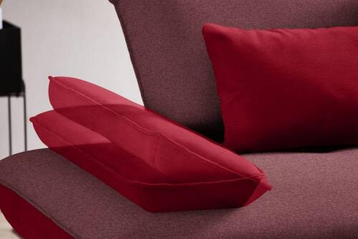 ECKSOFA in Flachgewebe Rot  250/310 cm  - Rot/Schwarz, Design, Textil/Metall (250/310cm) - Moderano