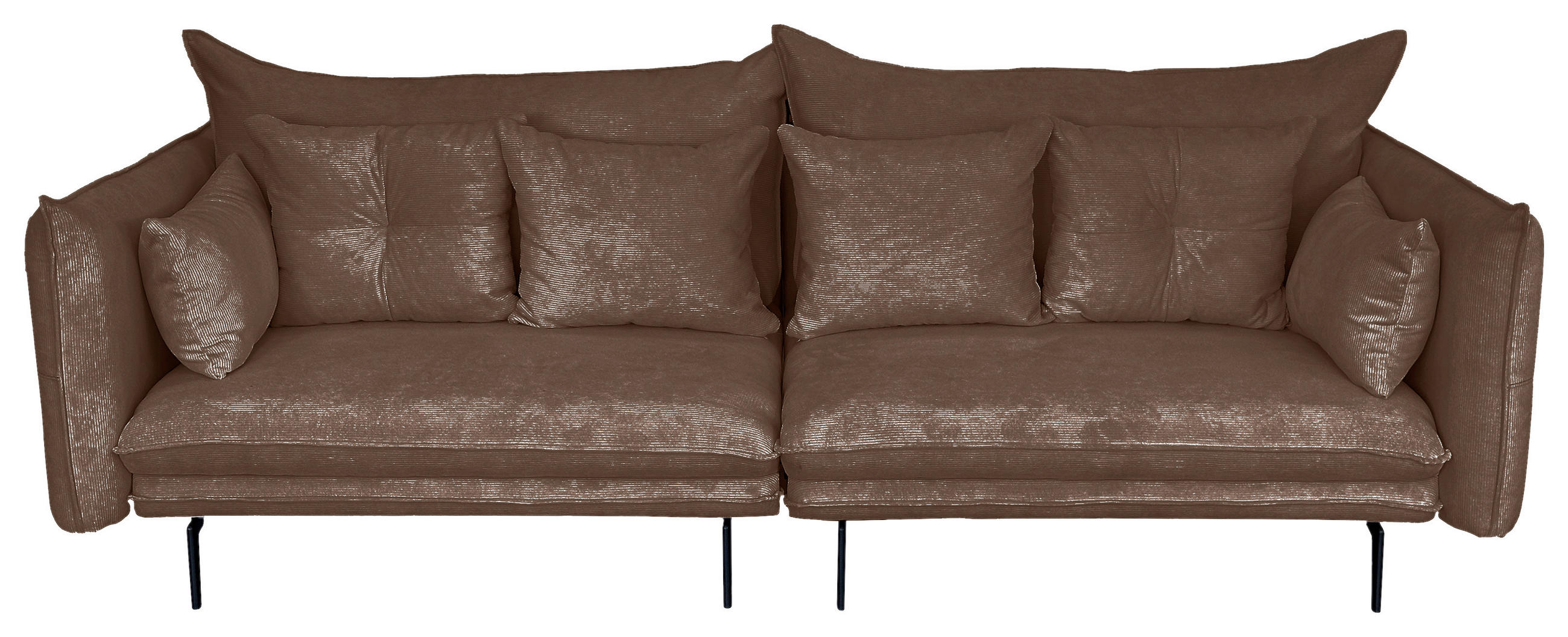 2-SITZER-SOFA Cord Braun  - Schwarz/Braun, Design, Kunststoff/Textil (262/91/115cm) - MID.YOU