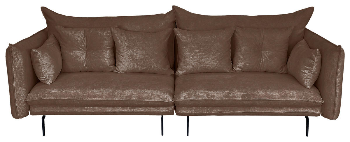 2-SITZER-SOFA Cord Braun  - Schwarz/Braun, Design, Kunststoff/Textil (262/91/115cm) - MID.YOU